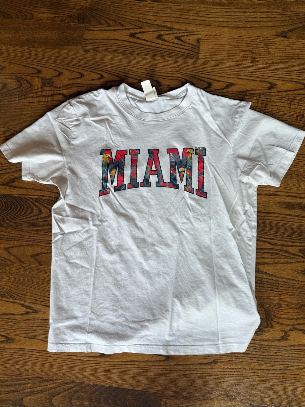 H&M White Graphic Tee with Red and Black Accents